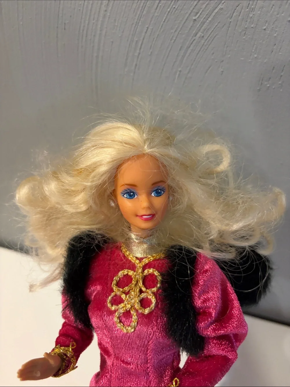 Mattel Blonde Hair Fashion Doll in Hot Pink and Black Gown